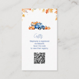Carte D'accompagnement Registre des cadeaux QR Code Camion bleu Petit Cit
