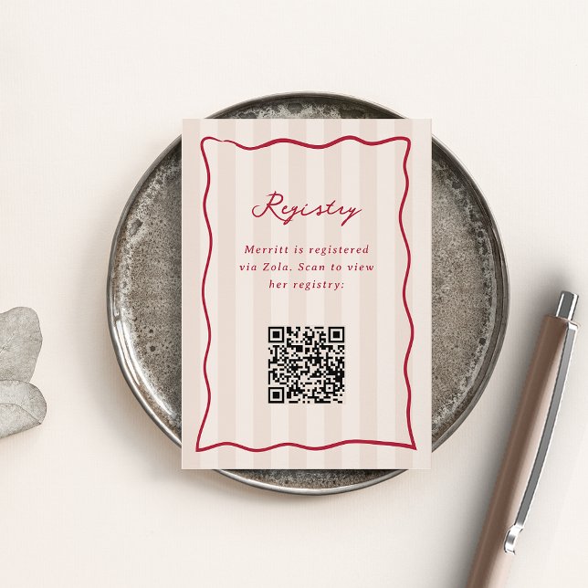 Carte D'accompagnement Registre des Fêtes des mariées en bande rose et ro (Créateur téléchargé)