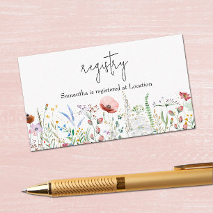 Carte D'accompagnement Registre des Fêtes des mariées fleurs sauvages