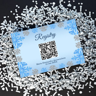 Carte D'accompagnement Registre des flocons de neige de Quinceañera Blue 
