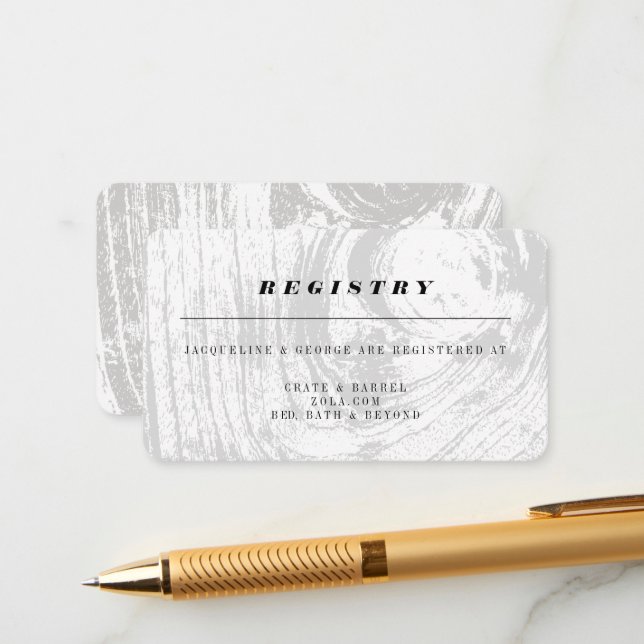 Carte D'accompagnement Registre des Mariages de bois rustique blanc class (Devant/Arrière en situation)