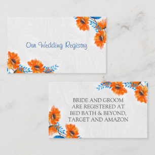 Carte D'accompagnement Registre des Mariages de Poppy Blue et Orange