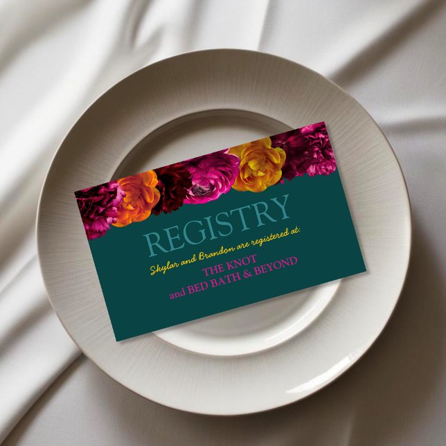 Carte D'accompagnement Registre des mariages floraux rose vif (Créateur téléchargé)