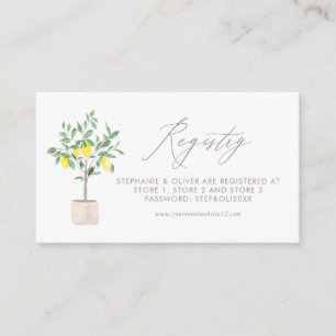 Carte D'accompagnement Registre des Mariages Pastel Watercolor Lemon Tree