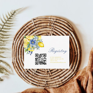 Carte D'accompagnement Registre des mariées Citrus floral bleu citron