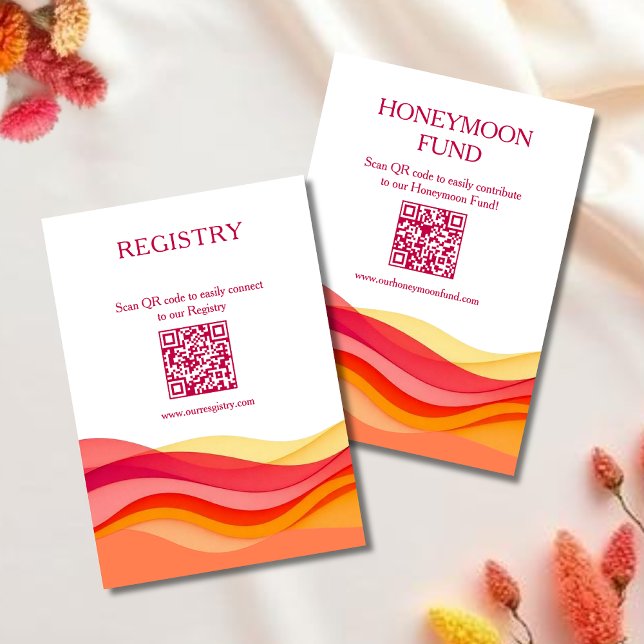 Carte D'accompagnement Registre des Vagues de Couleurs de Coucher de Sole (Sunset Color Waves Registry & Honeymoon Fund Enclosure Card )