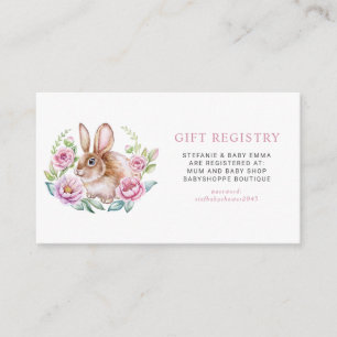 Carte D'accompagnement Registre du Baby shower de  de germe de lapin mou