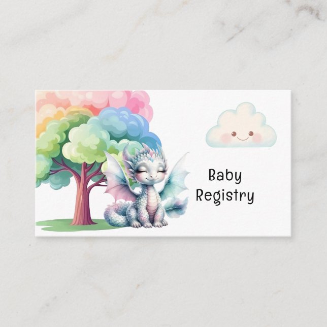 Carte D'accompagnement Registre du Baby shower du Dragon de Cute Pastel (Devant)