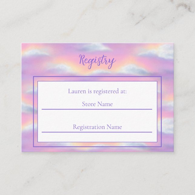 Carte D'accompagnement Registre du Baby shower Pastel Rainbow Sky (Devant)