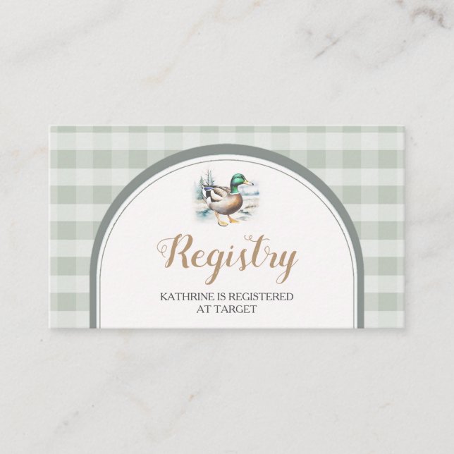 Carte D'accompagnement Registre En vichy Baby shower Sweet Little Ducklin (Devant)