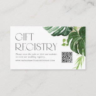 Carte D'accompagnement Registre Mariage de code QR Tropical de Monstera