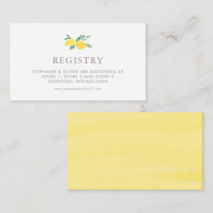 Carte D'accompagnement Registre Mariage d'été Pastel Watercolor Lemon