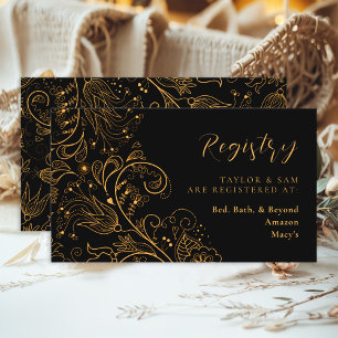 Carte D'accompagnement Registre Mariage floral or et noir