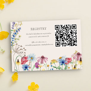 Carte D'accompagnement Registre mariage QR Code Fleur sauvage Pays Floral