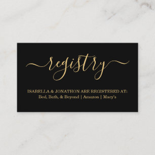 Carte D'accompagnement Registre Noir & Or Insérer Enceinte d'invitation