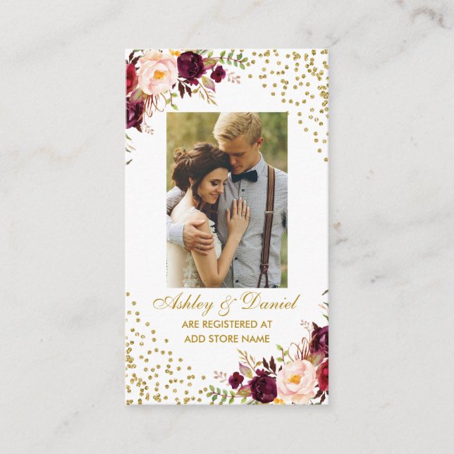 Carte D'accompagnement Registre photo de Bourgogne mariage Insertion Cart (Devant)