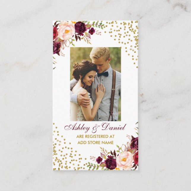 Carte D'accompagnement Registre photo de Bourgogne mariage Insertion Cart (Devant)