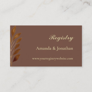 Carte D'accompagnement Registre QR du Mariage Brown et Gold Leaf