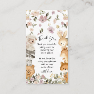 Carte D'accompagnement Remerciement de bébé animal mignon de forêt botani
