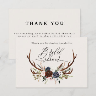 Carte D'accompagnement Remerciement de douche de mariée florale marine bo