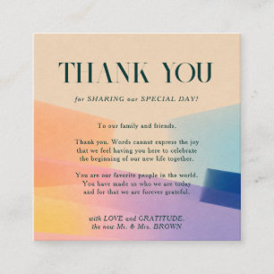 Carte D'accompagnement Remerciement de mariage Prism Sunset