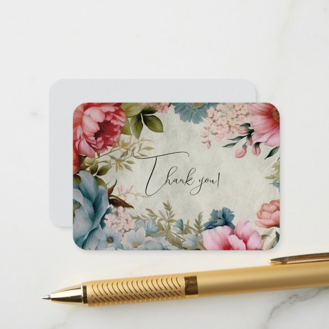 Carte D'accompagnement Remerciement Floral (Devant/Arrière en situation)