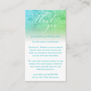 Carte D'accompagnement Remerciement personnalisé avec photo Glitz vert
