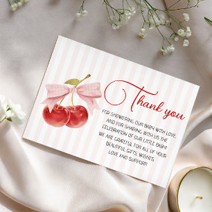 Carte D'accompagnement Remerciements pour Baby Shower Cherry Coquette