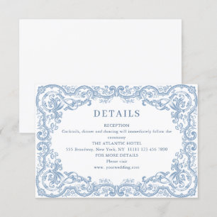 Carte D'accompagnement Renaissance Ornate Dusty Blue Détails du Mariage