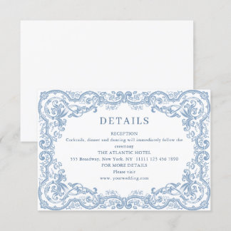 Carte D'accompagnement Renaissance Ornate Dusty Blue Détails du Mariage