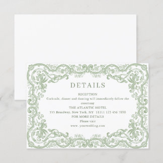 Carte D'accompagnement Renaissance Ornate Sage Green Détails du Mariage