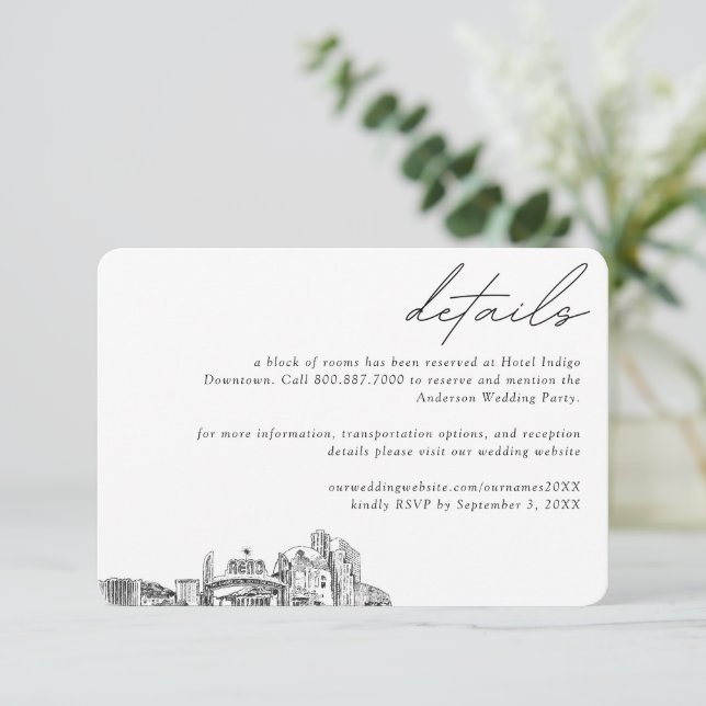 Carte D'accompagnement Reno Mariage Hôtel Détails du bloc de chambre Peti (Debout devant)
