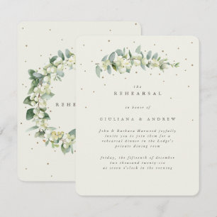 Carte D'accompagnement Répétition de mariage Crème Snowberry + Eucalyptus