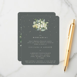 Carte D'accompagnement Répétition de mariage Gray Green Snowberry+Eucalyp