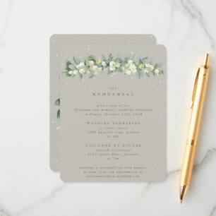 Carte D'accompagnement Répétition de mariage Greige Snowberry+Eucalyptus