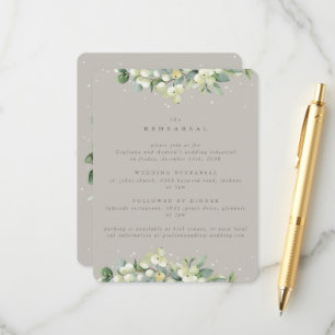 Carte D'accompagnement Répétition Mariage Greige Snowberry+Eucalyptus