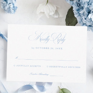 Carte D'accompagnement Réponse au mariage Élégant Blanc et Bleu