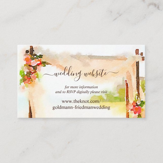 Carte D'accompagnement Réponse au site Web de mariage sous la Chuppah (Devant)