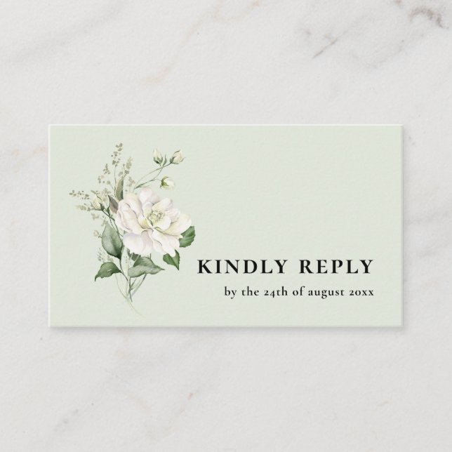 Carte D'accompagnement Réponse de mariage Code QR & Eucalyptus Vert Sauge (Devant)