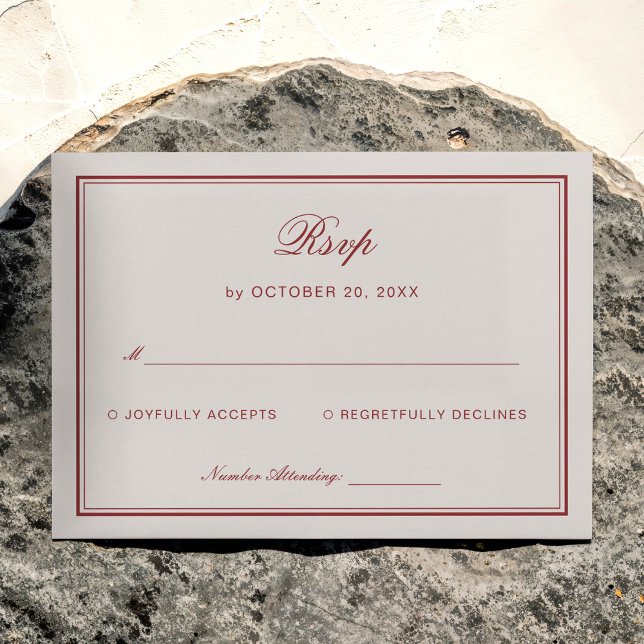 Carte D'accompagnement Réponse de mariage crème et burgundy  (Créateur téléchargé)