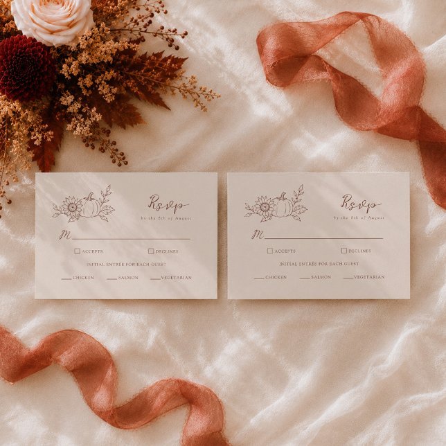 Carte D'accompagnement Réponse de mariage de citrouille automnale minimal (Créateur téléchargé)