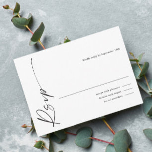 Carte D'accompagnement Réponse de mariage élégante moderne en noir et bla