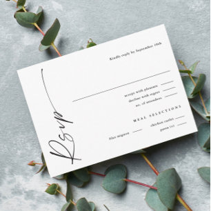 Carte D'accompagnement Réponse de mariage élégante moderne script noir et