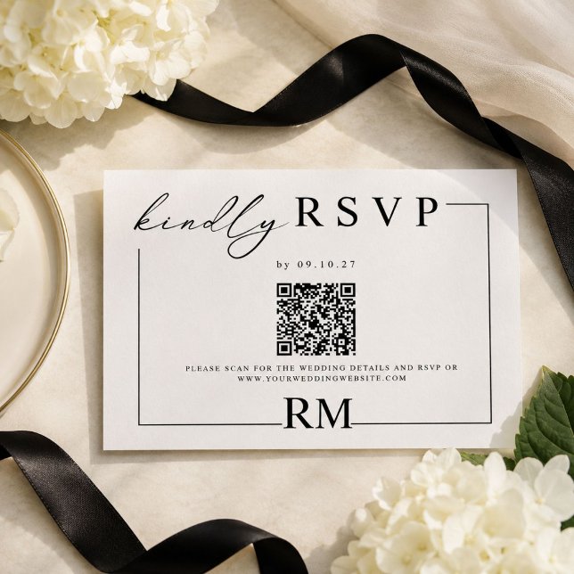 Carte D'accompagnement Réponse de mariage moderne noir et blanc (Créateur téléchargé)