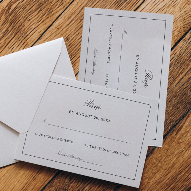 Carte D'accompagnement Réponse de mariage noir et blanc intemporel (Créateur téléchargé)