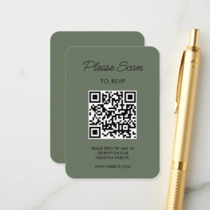 Carte D'accompagnement Réponse de mariage Vert Sauge Moderne Minimaliste