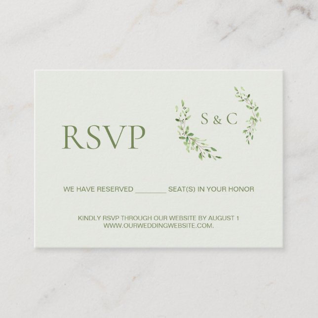 Carte D'accompagnement Réponse de site web de mariage à monogramme de feu (Devant)