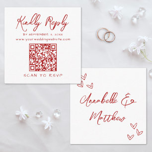 Carte D'accompagnement Réponse du Mariage rouge du code QR de script simp