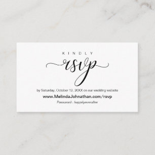 Carte D'accompagnement Réponse du site Web RSVP en ligne, mariage