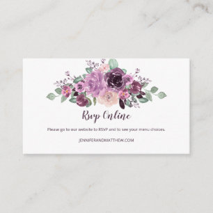 Carte D'accompagnement Réponse en ligne Sangria Violet Mauve Floral